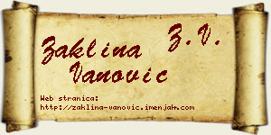 Žaklina Vanović vizit kartica